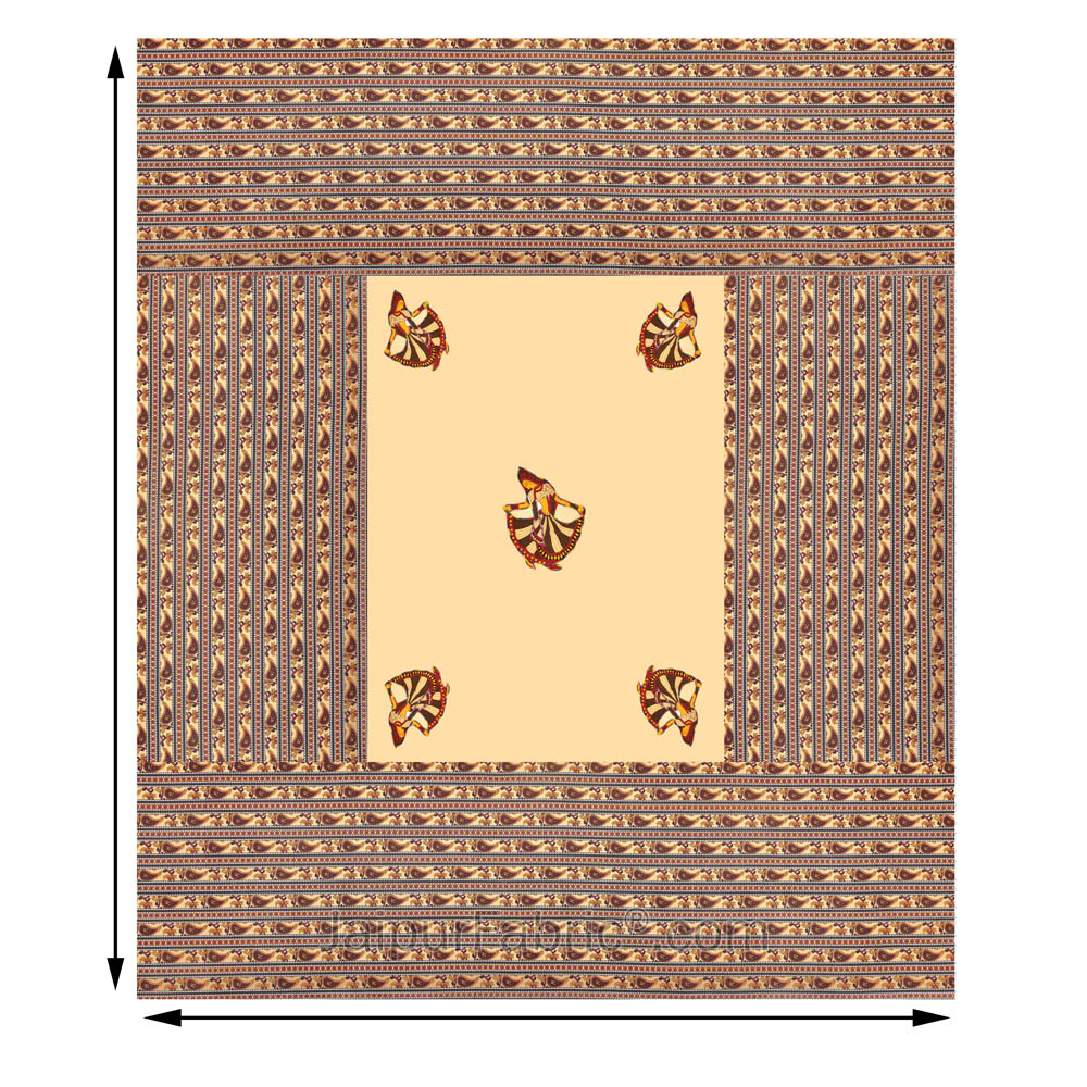 Applique Cream Gujri Jaipuri  Hand Made Embroidery Patch Work Double Bedsheet