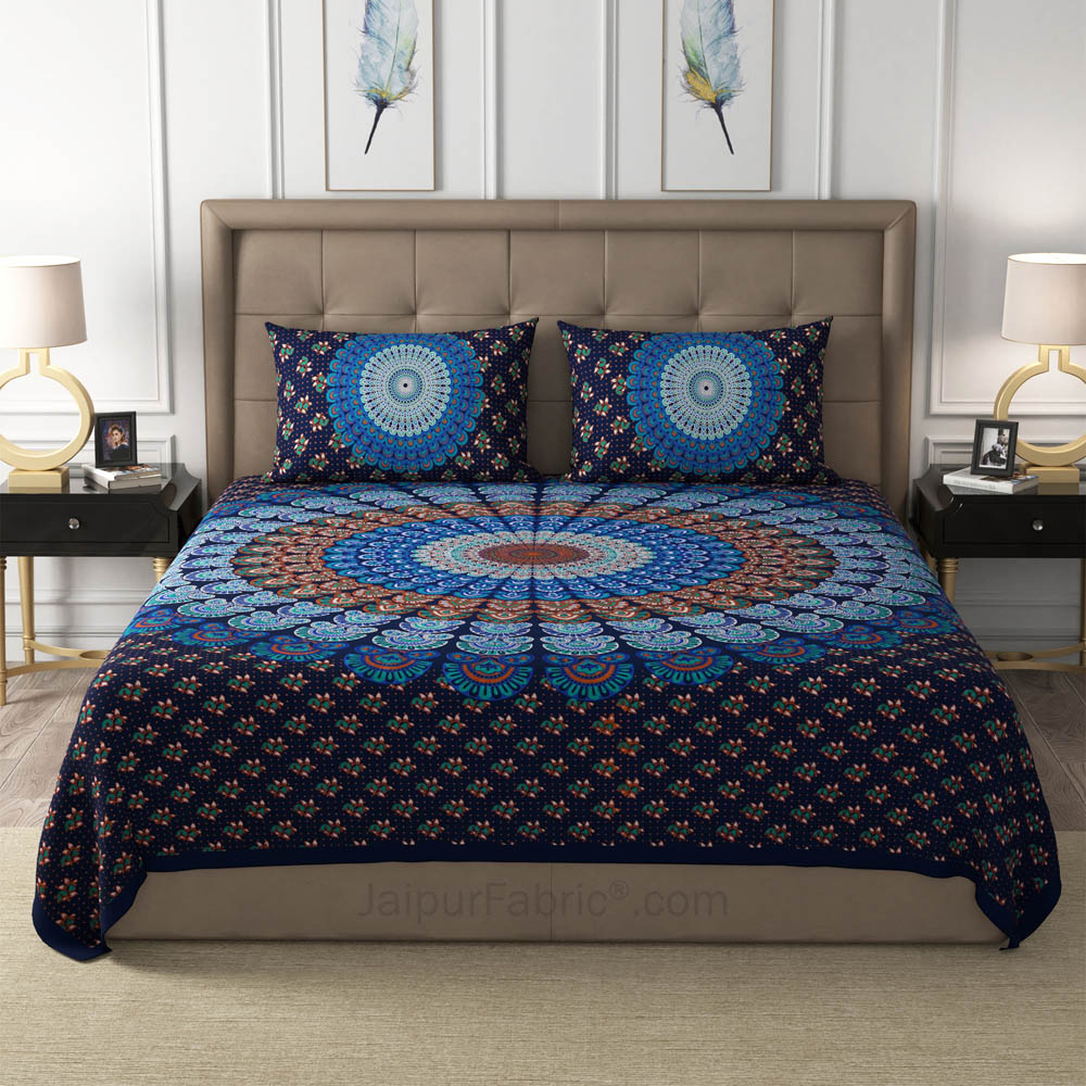 Blue Mandala Cotton Double Bedsheet