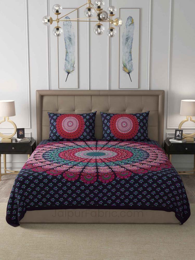 Violet Mandala Cotton Double Bedsheet