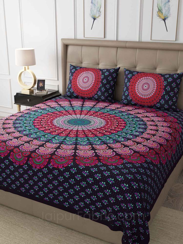 Violet Mandala Cotton Double Bedsheet