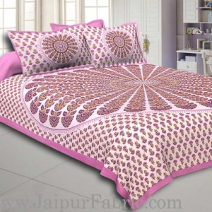 Purple  Kalangi Printed Cotton Double Bed Sheet