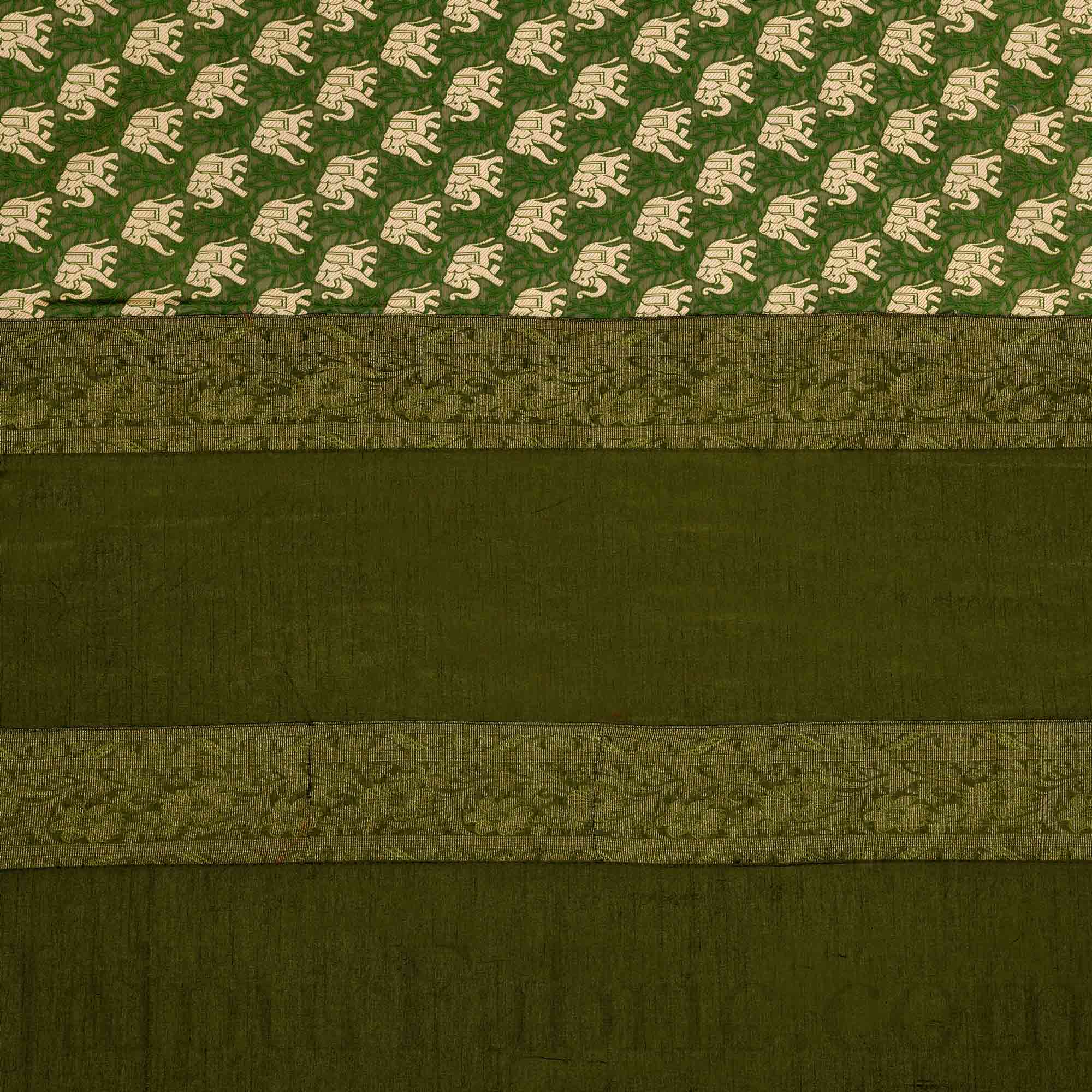 Green Rajasthani Zari Embroidered Lace Work Silk Double Bed Sheet