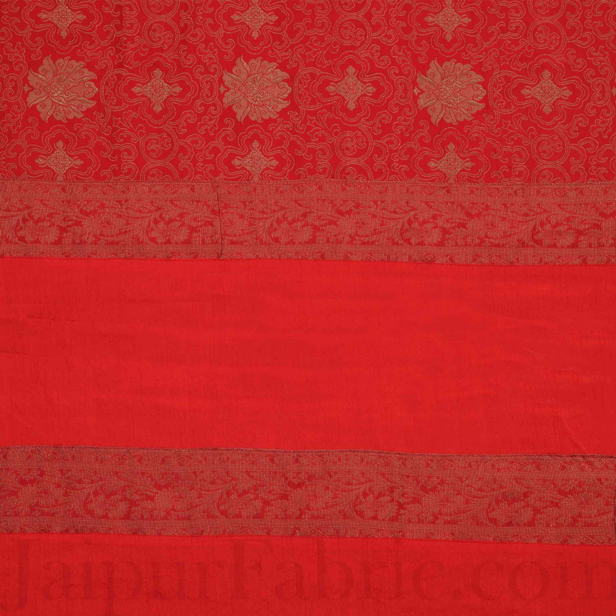 Radish Orange Rajasthani Zari Embroidered Lace Work Silk Double Bedsheet
