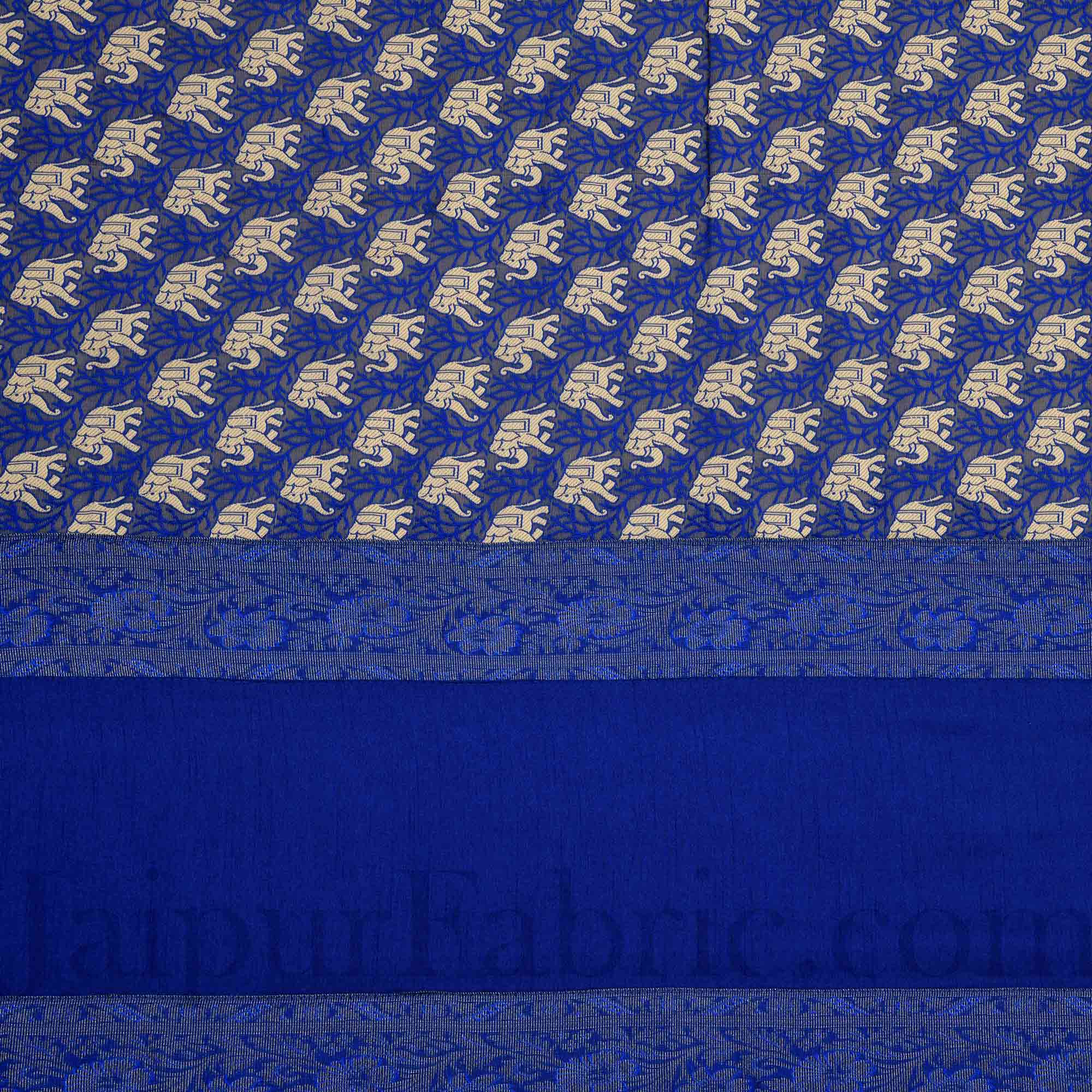 Blue Rajasthani Zari Embroidered Lace Elephant Thread Work Silk Double Bed Sheet Sort Order   1