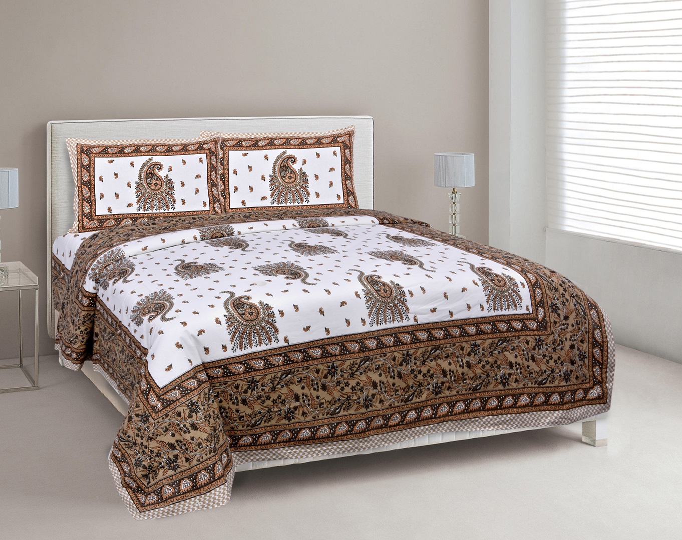 Brown Pageant Paisley Double Bedsheet