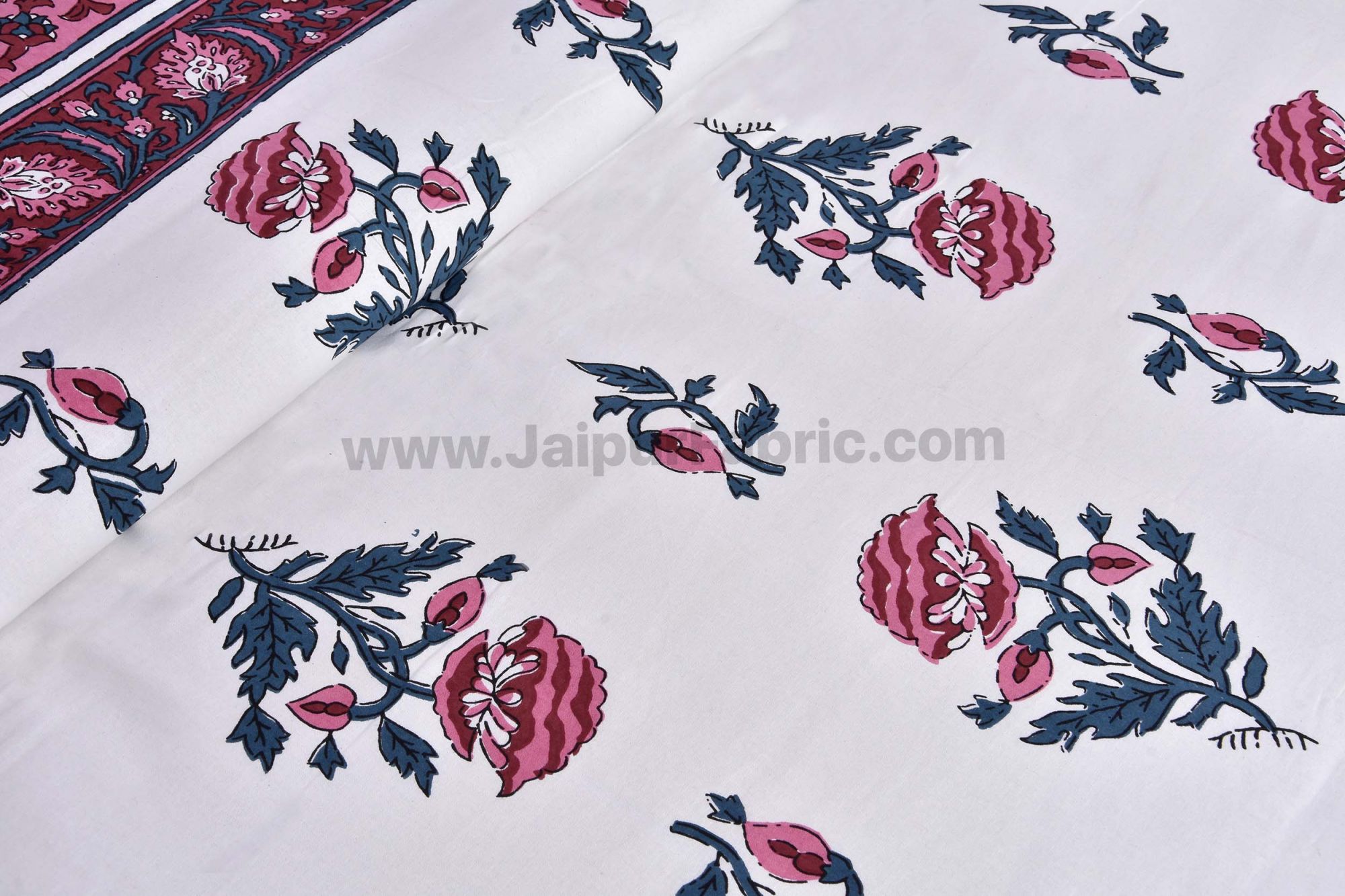 Pink Floral Allure Double Bedsheet