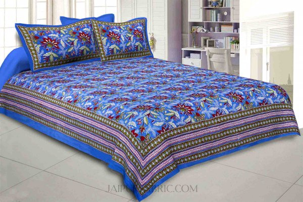 Blue Floral Garth Double Bedsheet