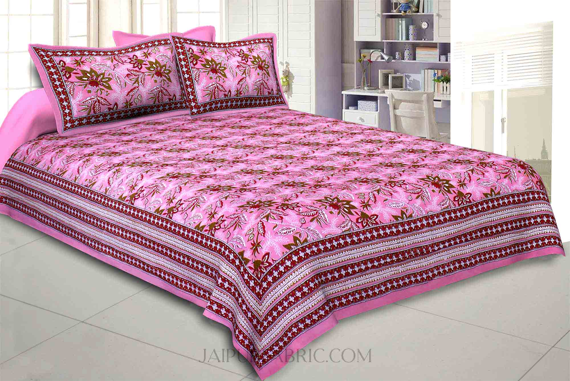 Pink Floral Garth Double Bedsheet