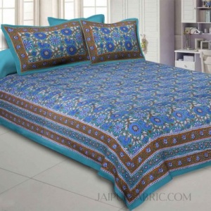 Green Lovely Orchid Double Bedsheet