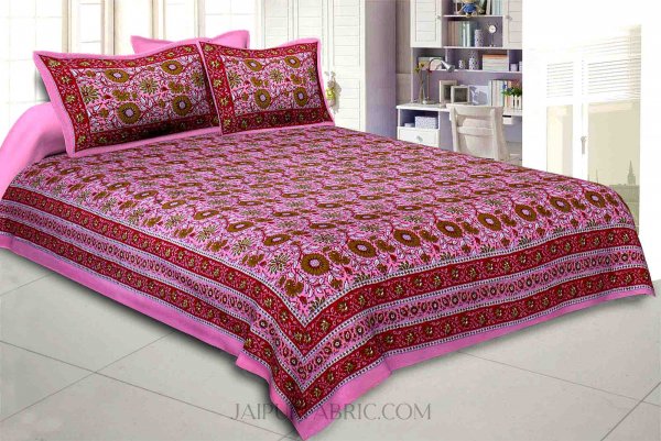 Pink Lovely Orchid Double Bedsheet