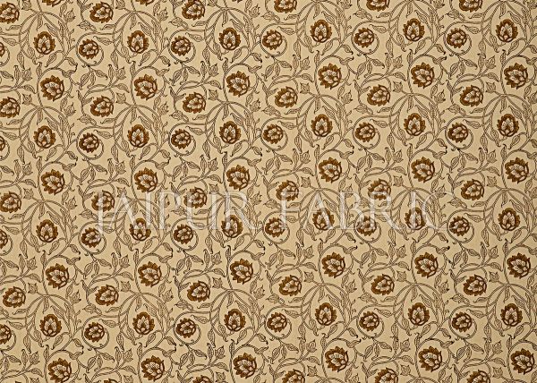 Beige Base With Kadi Print Brown Tree Hand Block Print Super Fine  Cotton Double Bed Sheet