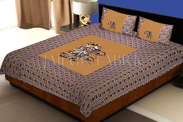 Brown Fat Wedding Embroidery Work Double Bed Sheet