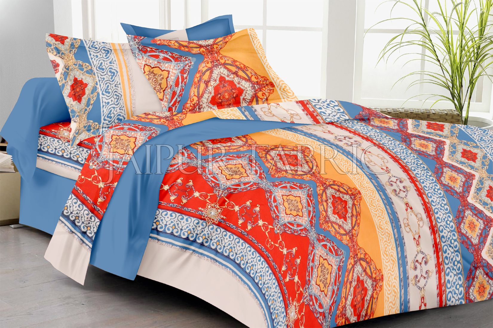Multi Color Rangoli Print Double Bed Sheet