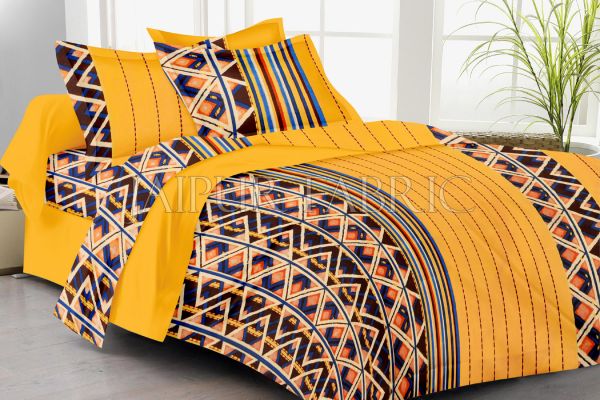Yellow Geomatrical Print Double Bed Sheet