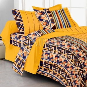 Yellow Geomatrical Print Double Bed Sheet