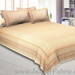 Double Bedsheet Elegant Brown Golden Lotus Print