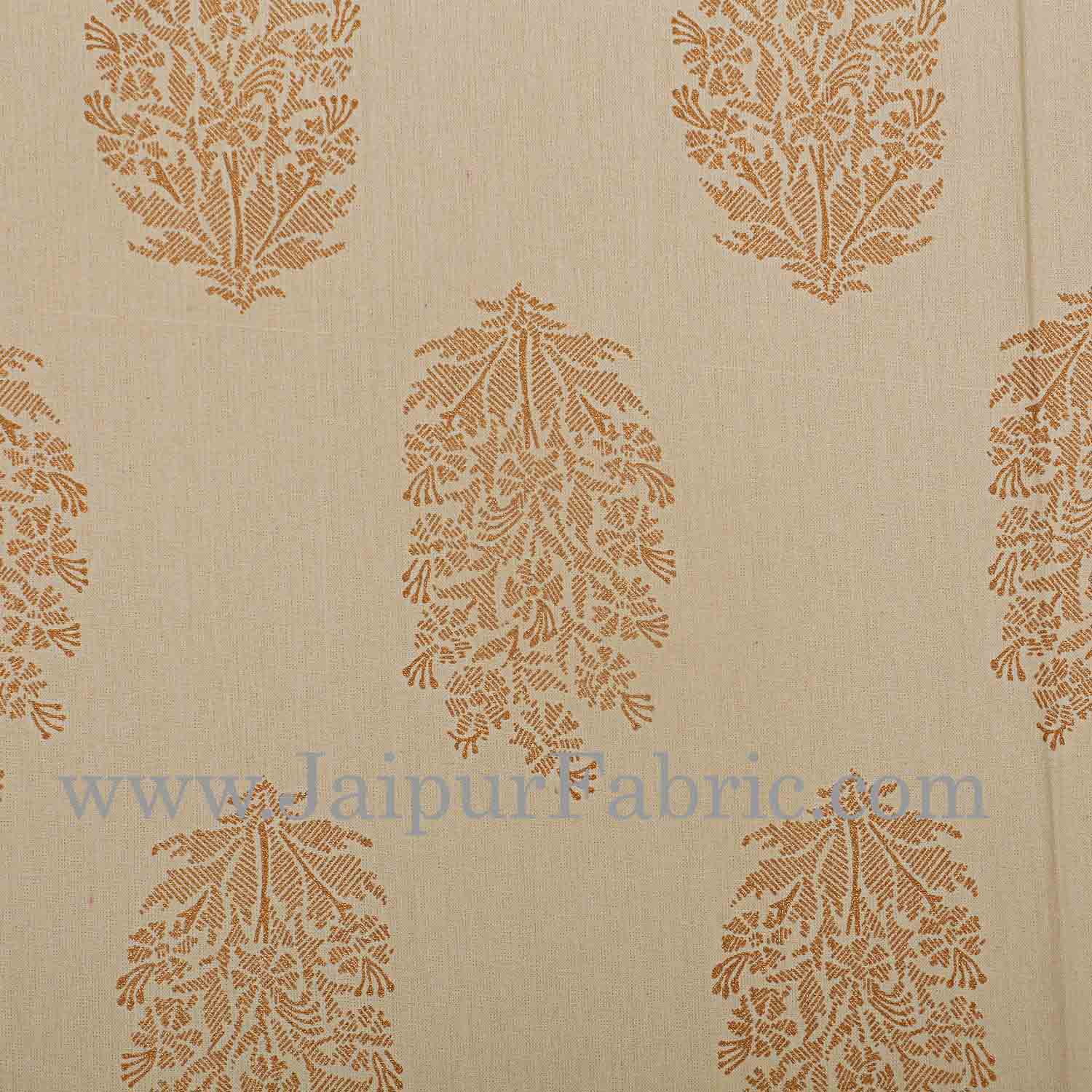 Double Bedsheet Elegant Brown Golden Flowery Print