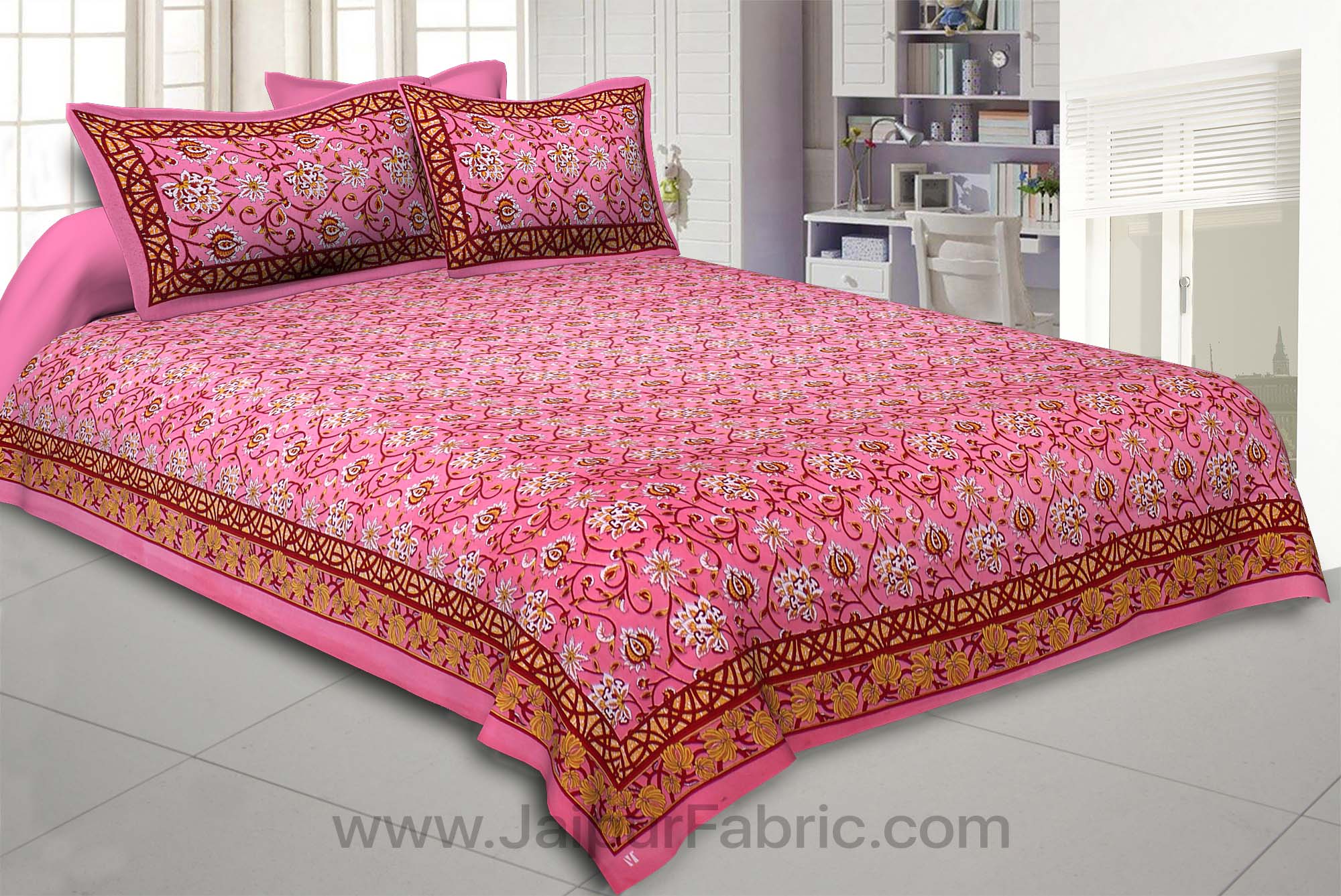 Pink Fiesta Drape Double Bedsheet