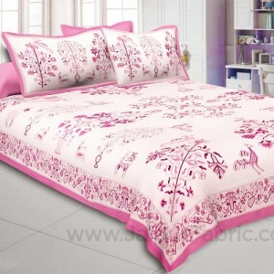 Peach Drawing Double Bedsheet