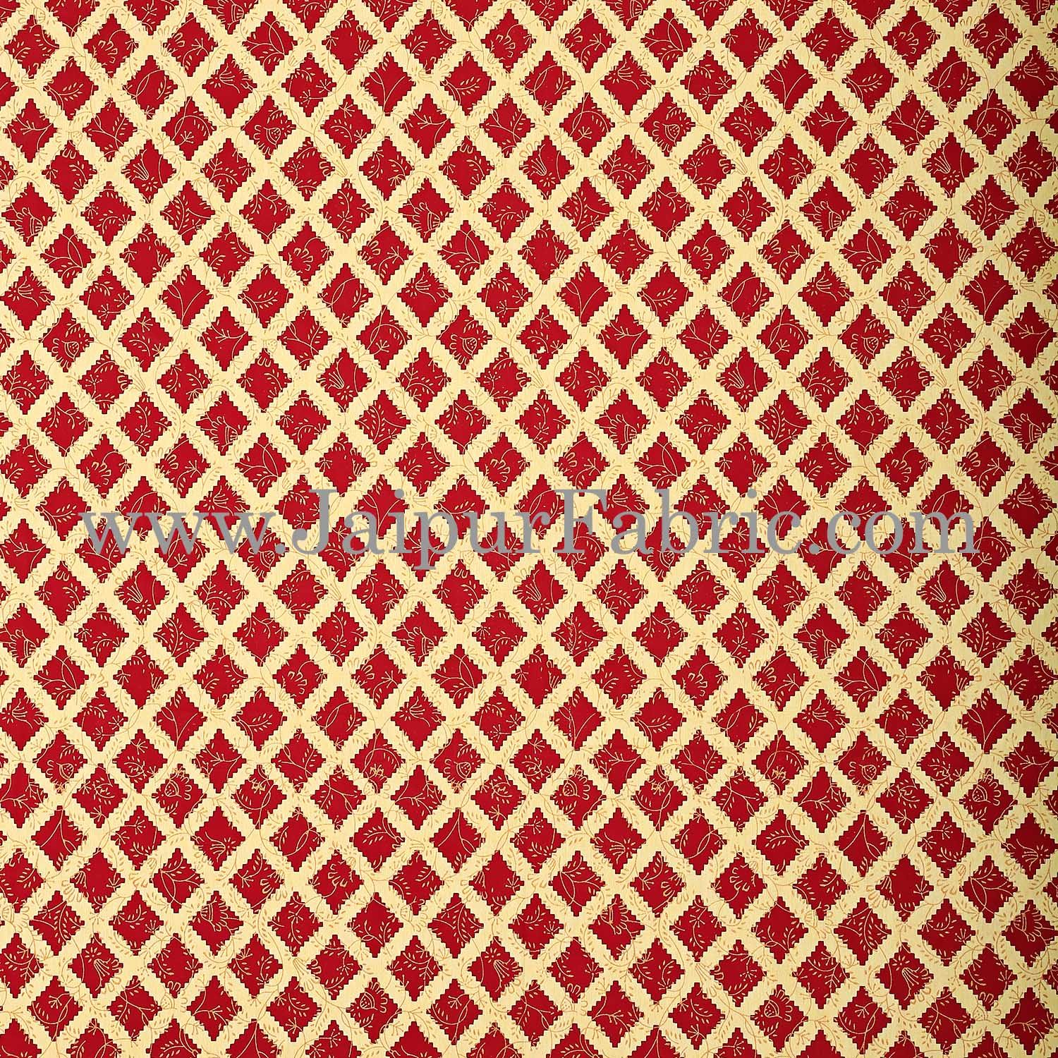 Maroon  Border Cream Base  Retro Pattern With Golden Print Super Fine Cotton Double Bed Sheet