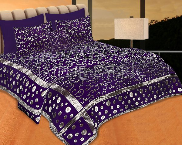Purple Color Tropical Design Festive Double Bed Sheet