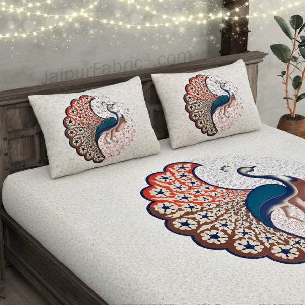 Twill Cotton Bedsheet Dancing Peacock