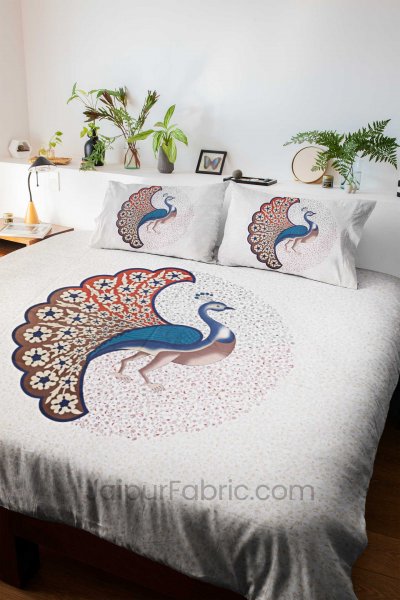 Twill Cotton Bedsheet Dancing Peacock