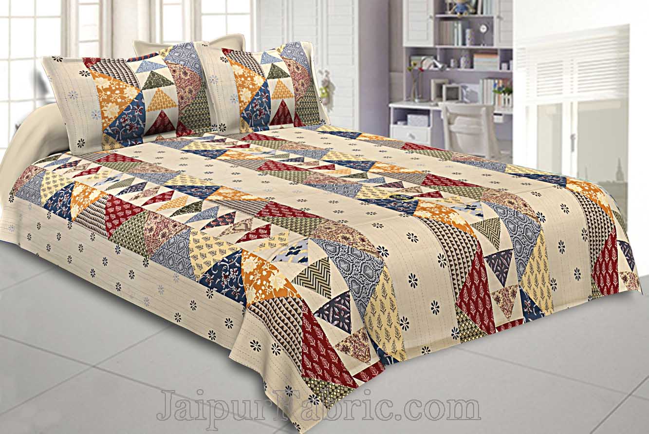 COMBO348 Twill Cotton 2 Double Bed Sheet + 4 Pillow Cover