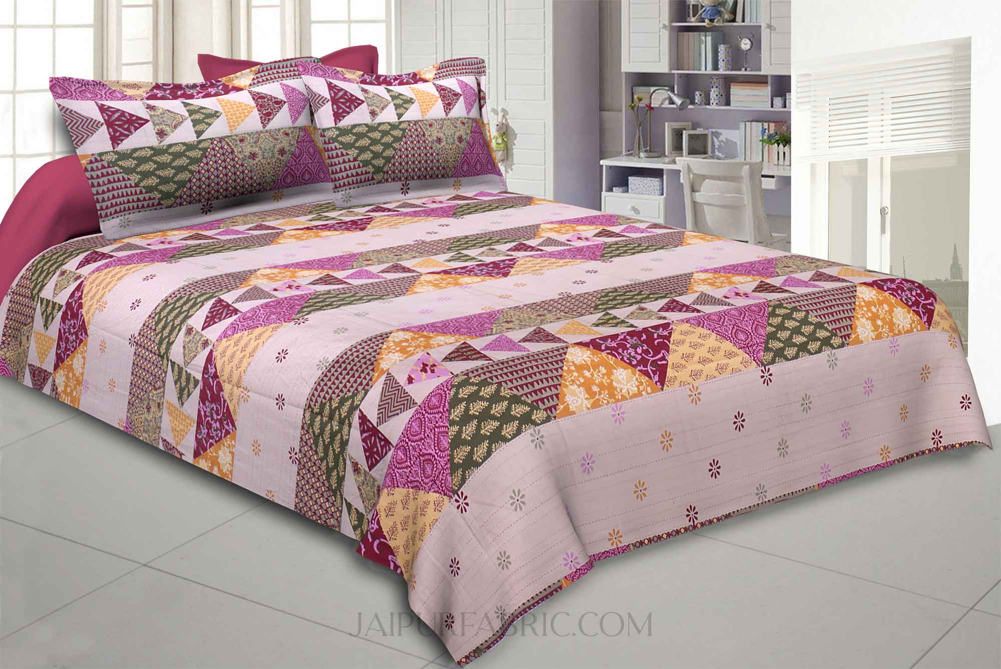 Bed in a Bag Barmeri Pink Double BedSheet Comforter Combo