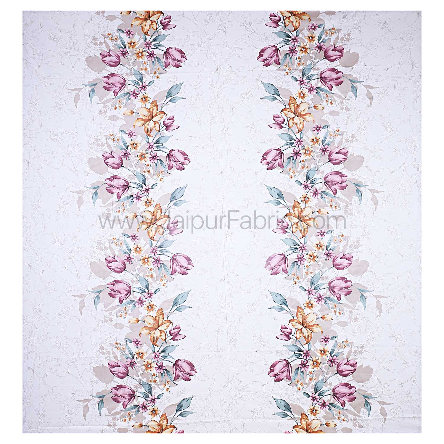 Single Bedsheet Twill Cotton Fuchsia Pink Floral Motif Print