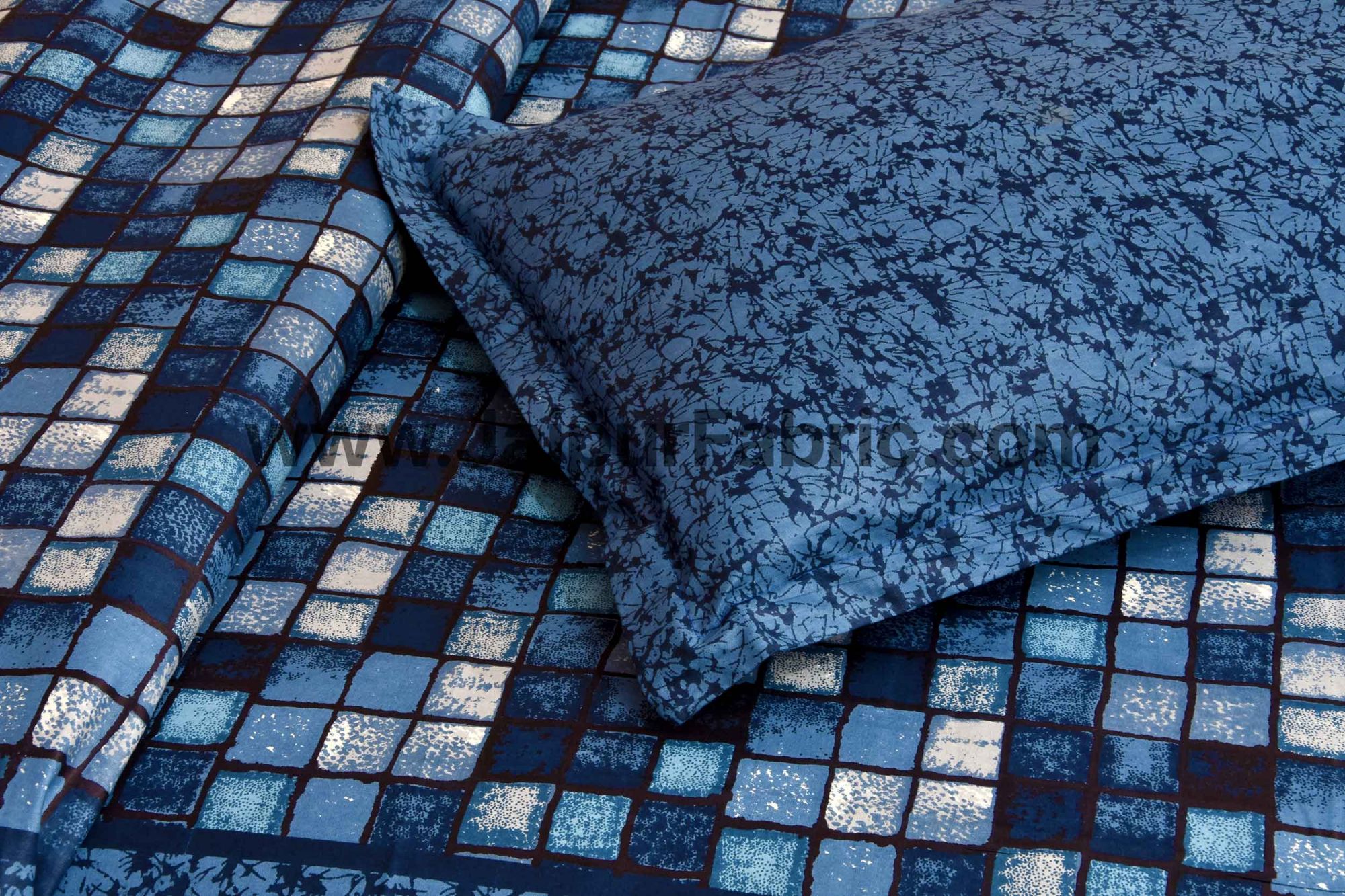 Procion Blue Boxy Beauty Double Bedsheet