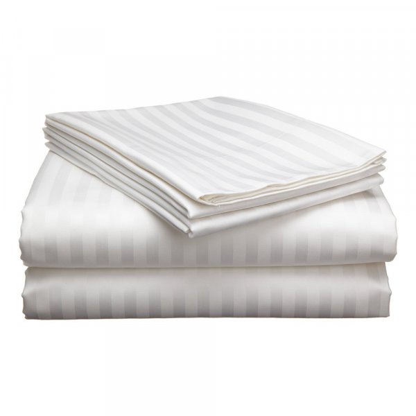 Solid White Self Design 300 TC King Size Pure Cotton Satin Slumber Sheet for Double Bed with 2 pillow covers