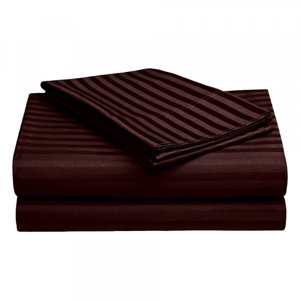 Dark Brown Self Design 300 TC King Size Pure Cotton Satin Slumber Sheet for Double Bed with 2 pillow covers