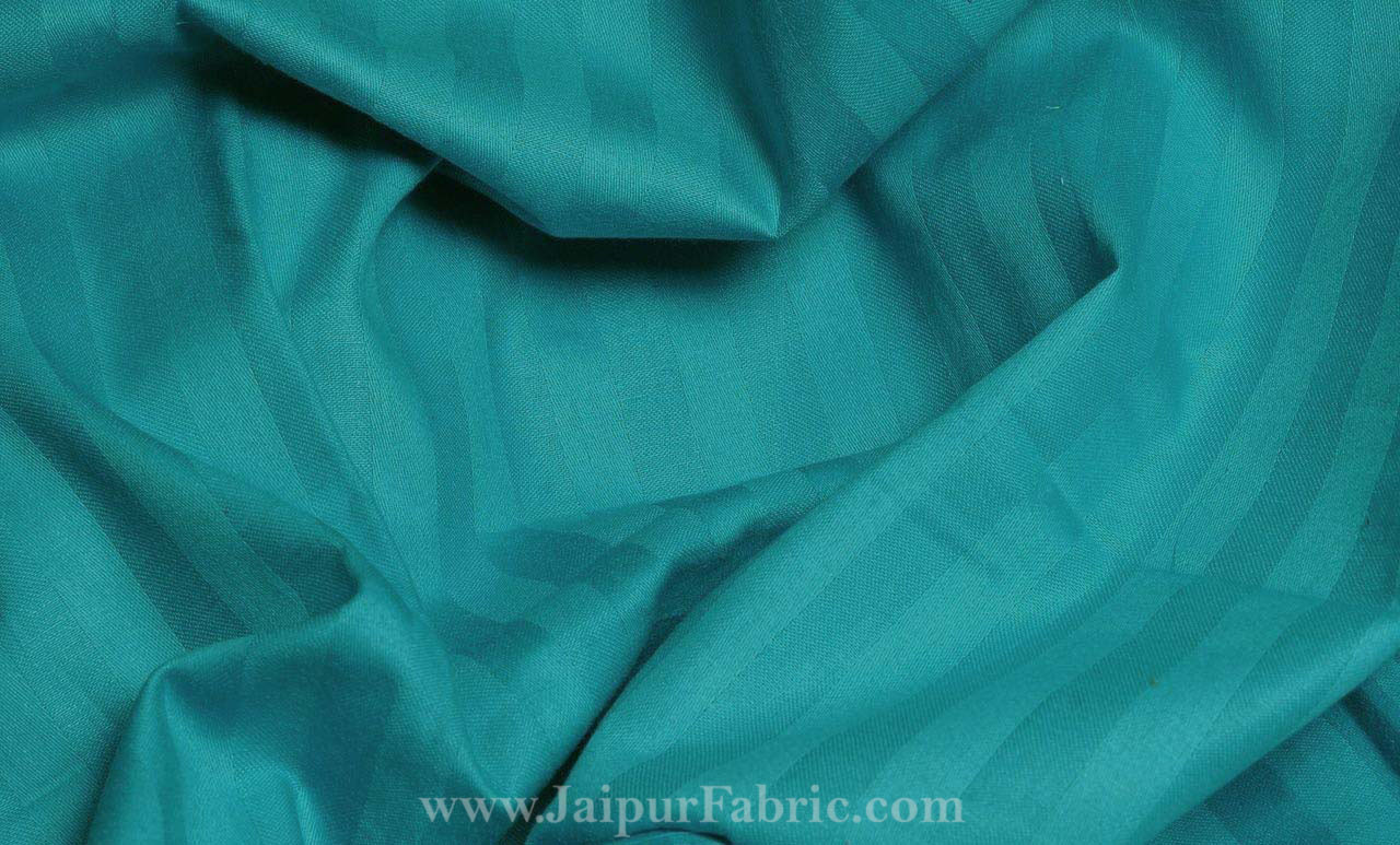 Aqua Turquoise Self Design 300 TC King Size Pure Cotton Satin Slumber Sheet for Double Bed with 2 pillow covers