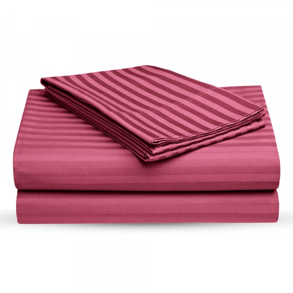 Thulian Pink Self Design 300 TC King Size Pure Cotton Satin Slumber Sheet for Double Bed with 2 pillow covers