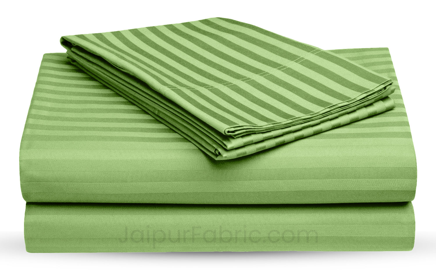 Lime Green Satin Stripes Double BedSheet