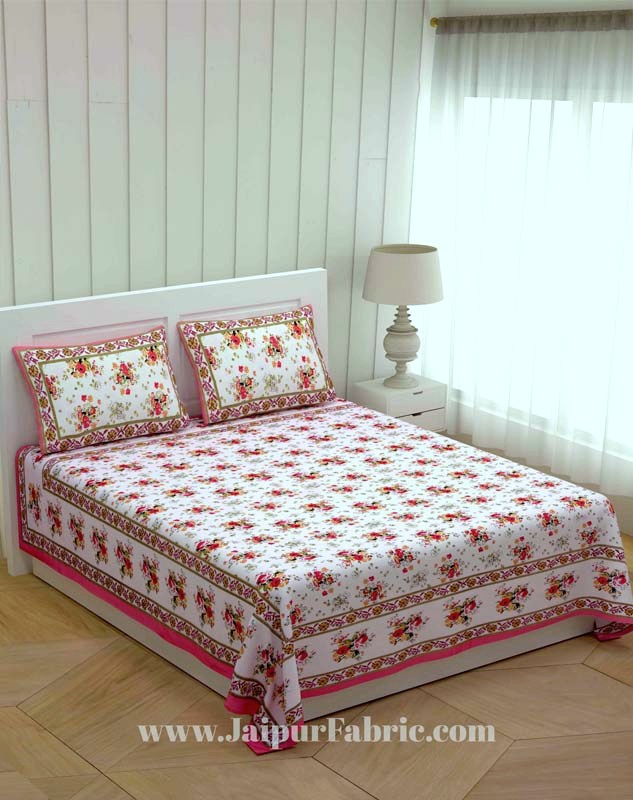 Pink Bunch of Flowers Double Bedsheet