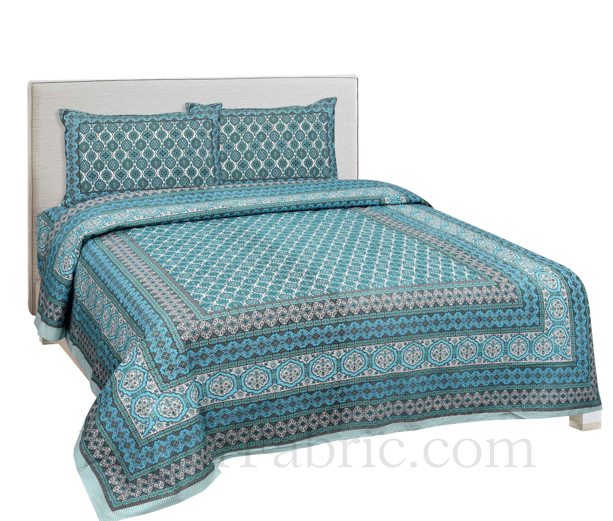 Ethnic Charm Blue Double Bedsheet