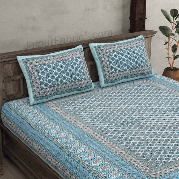 Ethnic Charm Blue Double Bedsheet