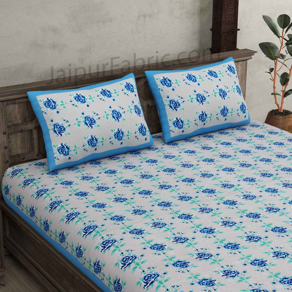 Blue Garland Double Bedsheet