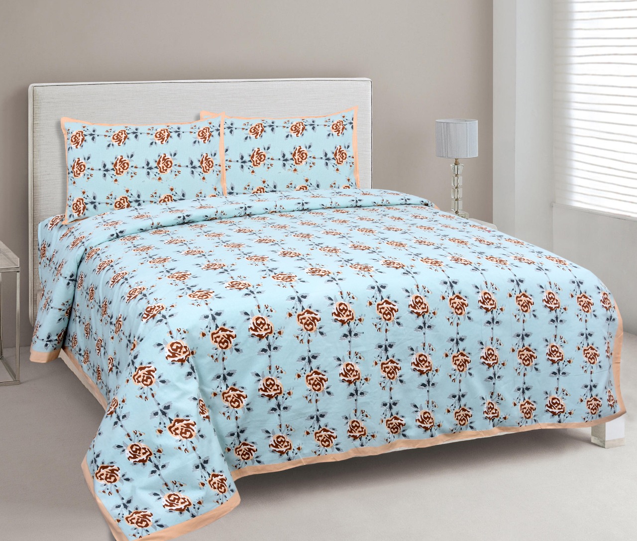 Peach Garland Double Bedsheet