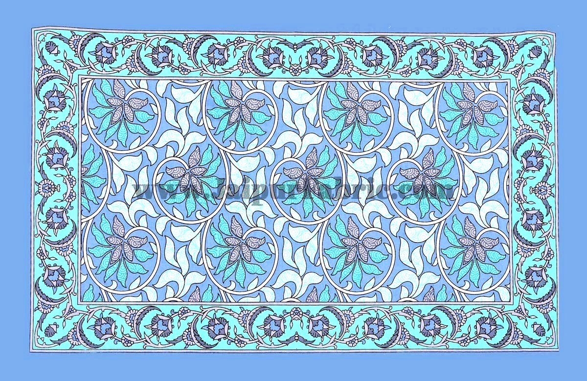 Lovely Lotus Blue Double Bedsheet