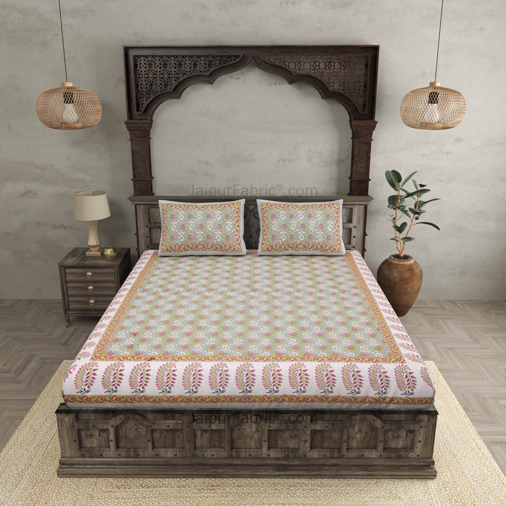 Lovely Lotus Colourful Double Bedsheet