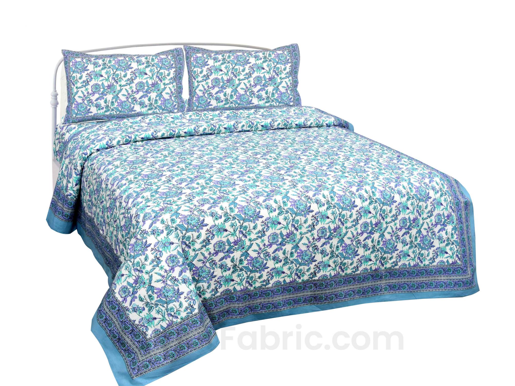 Fantastic Flowers Blue Double Bedsheet