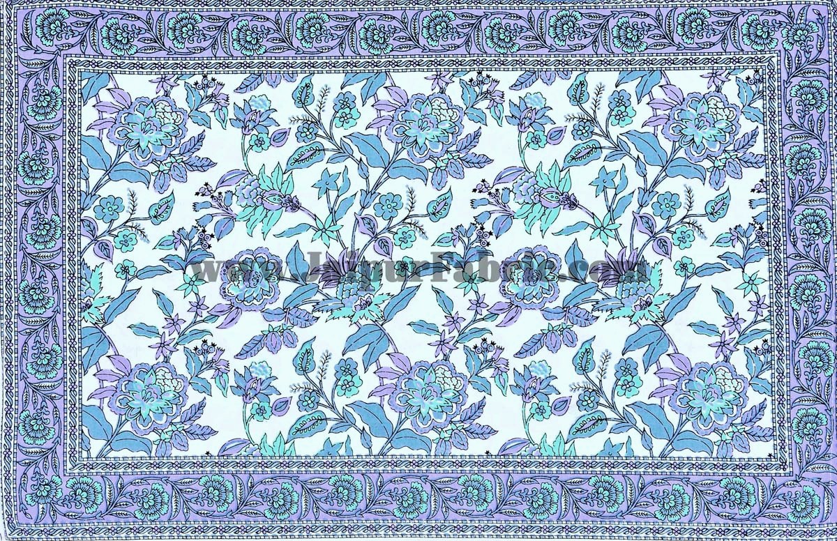Fantastic Flowers Blue Double Bedsheet
