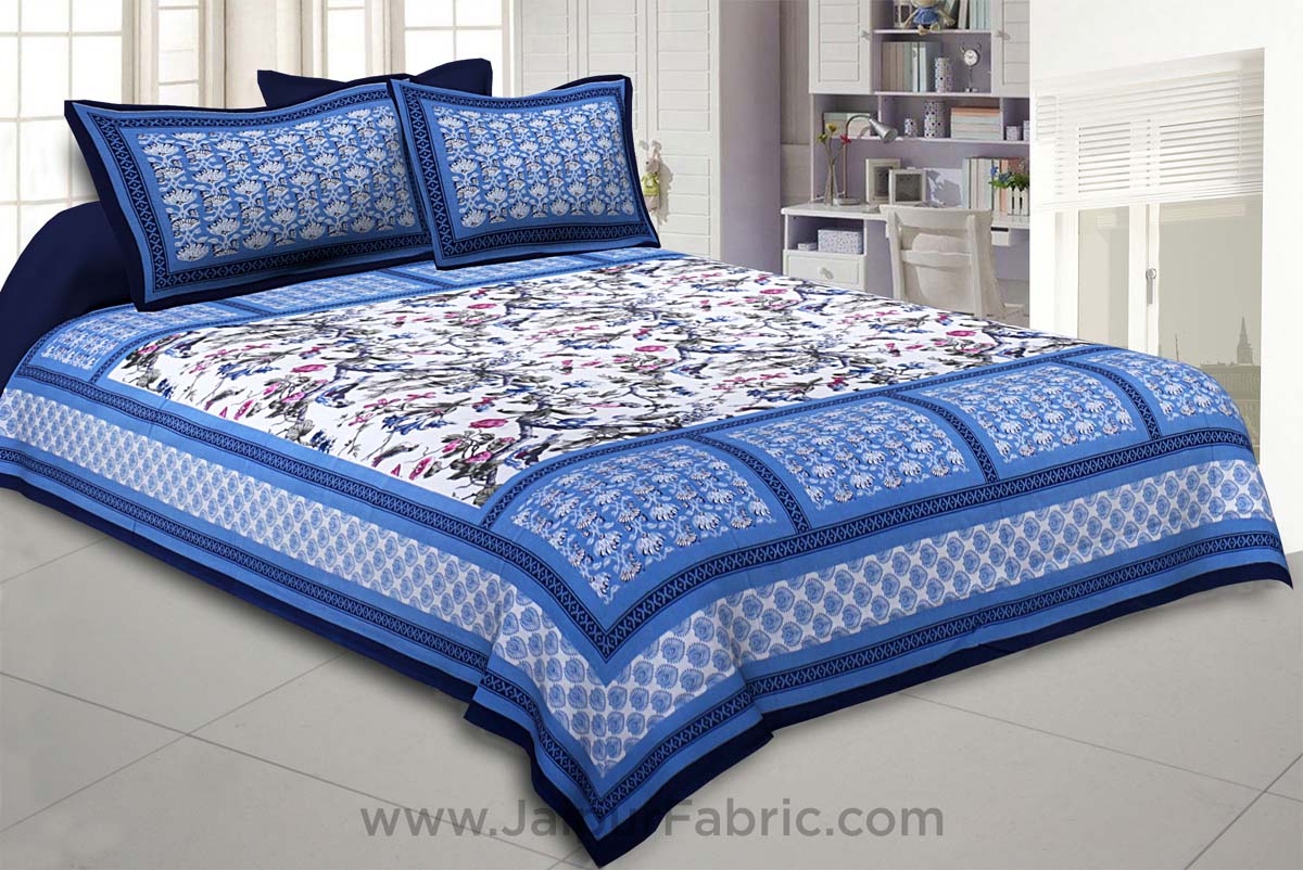 Nature Beauty Blue Double Bedsheet