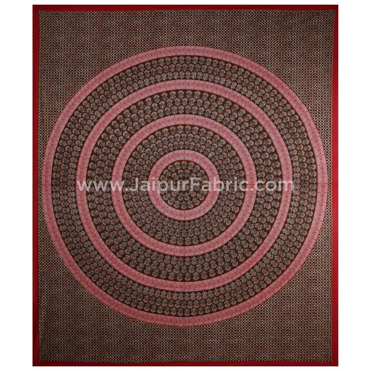 The Brown Circle of Life Red Border Double BedSheet