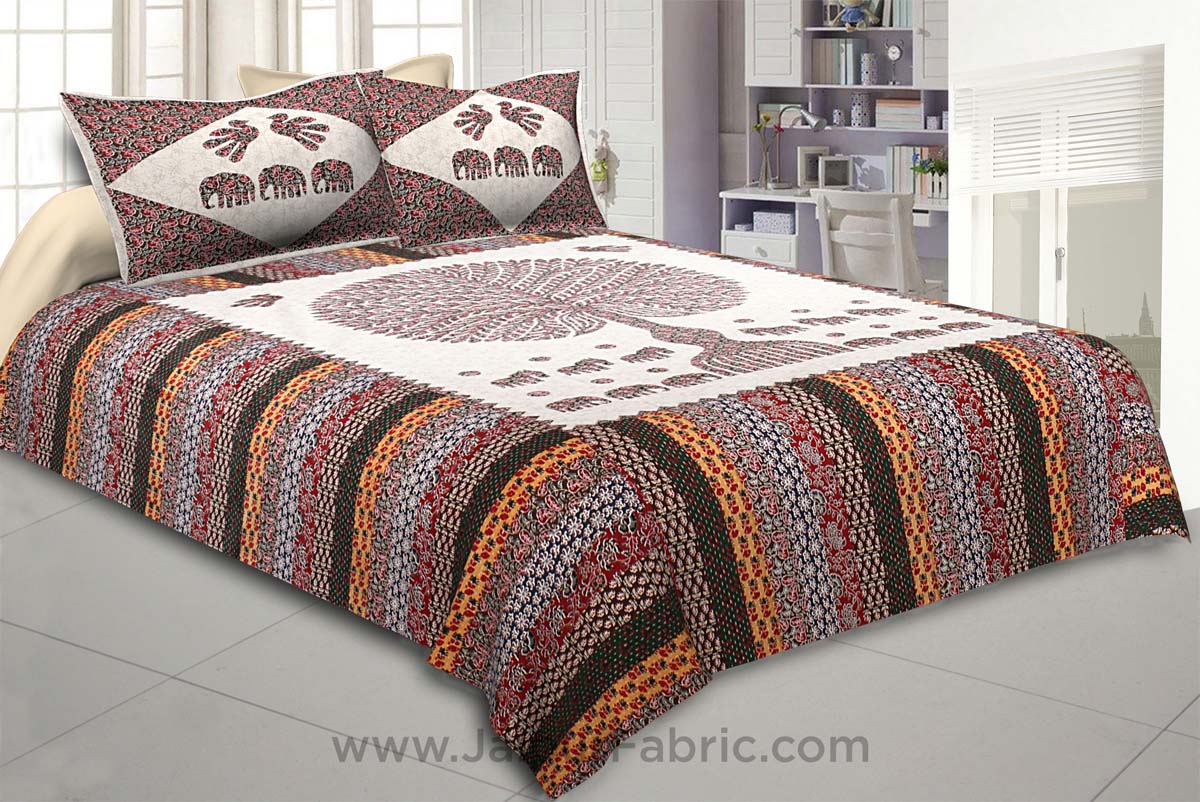 Traditional Wisdom Off-Whitish Double BedSheet