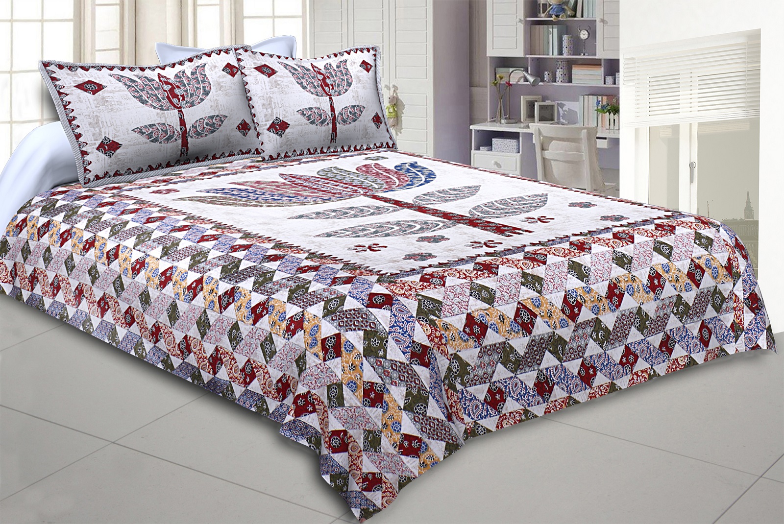 The Big Lotus in Mulitoclor Double BedSheet