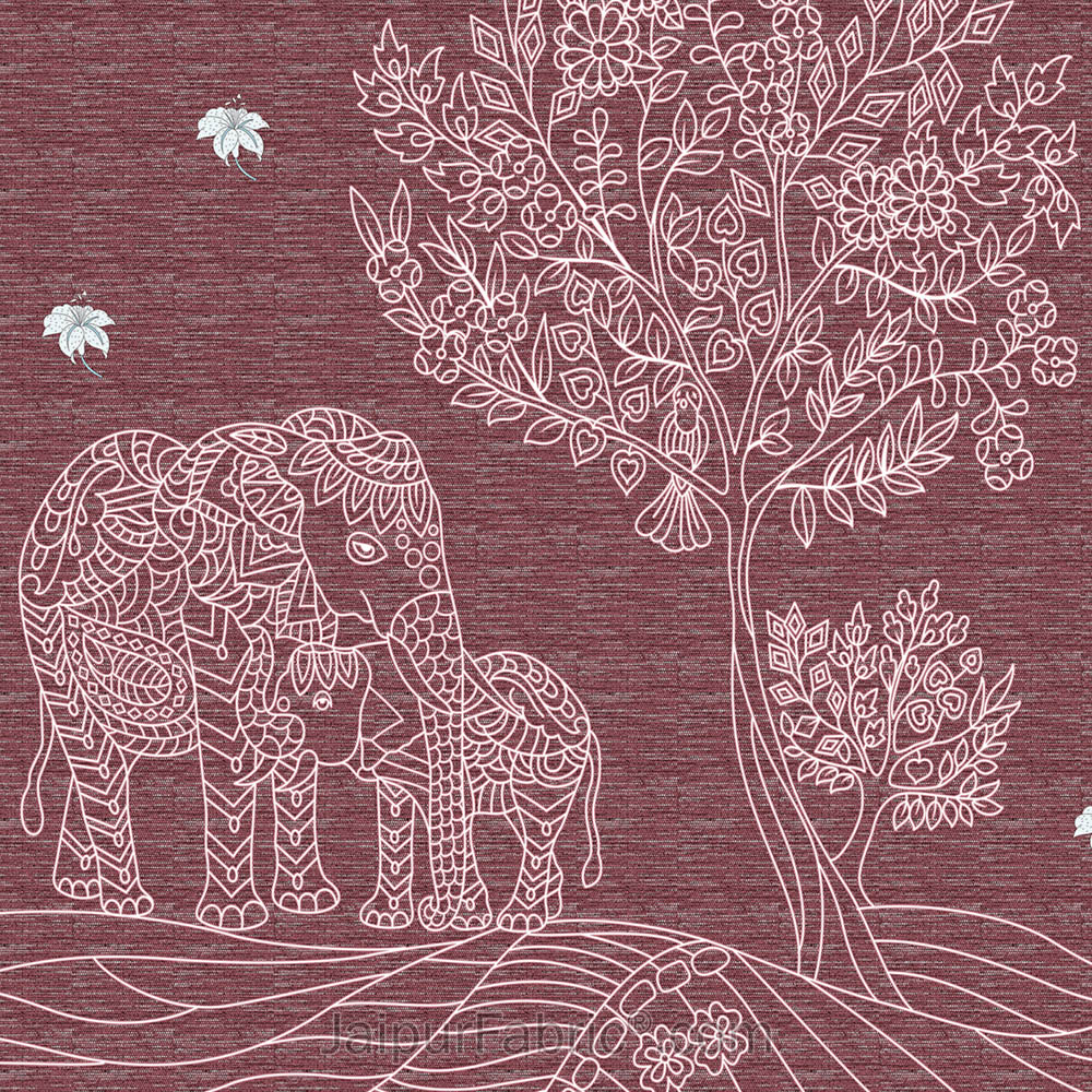 Elephant Love Cherry Giza Cotton Double BedSheet